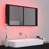 vidaXL LED kopalniška omarica z ogledalom črna 90x12x45 cm | Shoptok.si