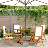 vidaXL Nastavljivi vrtni stoli 4 kosi kremno bel blago in trden les