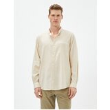 Koton Linen Blend Shirt Magnificent Collar Pocket Detailed Buttoned Long Sleeve | ePonuda.com