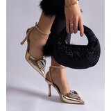 Gemre Gold slingback stilettos embellished with rhinestones Isoda | ePonuda.com