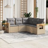 Maison Chic Seti vrtnega pohištva - Vrtna garnitura - Vrtni pohištvo set 5-delna z blazinami bež poli ratan, (21820659) | Shoptok.si