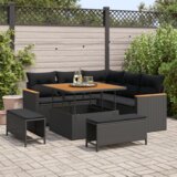 8 komada set vrtnih sofa s jastucima crni poli ratan akacija Cijene