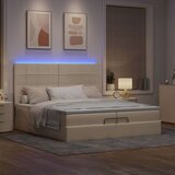  Otomanski okvir kreveta s madracima krem 200x200cm od tkanine | shoptok.hr