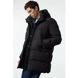 Trendyol Black Regular Fit Hooded Puffer Winter Coat with Zipper Pocket