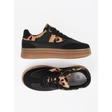 Shelvt Women's black sneakers with leopard print inserts | Shoptok.si