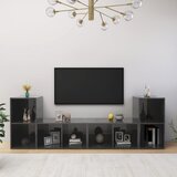 Furnova TV omarice 4 kosi visok sijaj sive 72x35x36,5 cm iverna plošča, (21924644) Cene