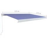  Tenda Kazetna tenda na ručno uvlačenje 350 x 250 cm plavo-bijela | shoptok.hr