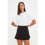 Trendyol White Ruffle Detailed Knitted T-Shirt Cene