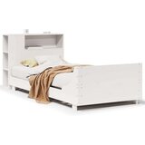  Posteljni okvir brez vzmetnice bel 75x190 cm trdna borovina | Shoptok.si