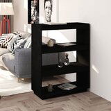 The Living Store Knjižna omara za razdelitev prostora črna 80x35x103 cm borovina - Knjižna Omara, (21436997) | Shoptok.si