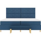 Box Postelja z osnovo z vzmetnico in klopi Modra 200x200 cm Tkanina, (22084028) | Shoptok.si