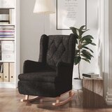  Naslanjač z gugalnimi nogami iz kavčukovca črno blago, (20926628) | Shoptok.si