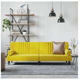  Kauč na razvlačenje s naslonima za ruke žuti baršunasti | shoptok.hr