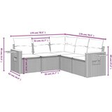  Vrtna garnitura - 5-dijelni set vrtnih sofa od poliratana s jastucima sivi - Siva Bez stola 1 | shoptok.hr