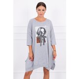 Kesi Dress with print and flared bottom in gray | shoptok.hr