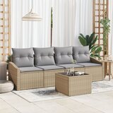 vidaXL set vrtne sofe od 5 dijelova s jastučićima Bež poli ratan | shoptok.hr