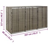  Spremište za 3 kante za smeće sivo 207 x 80 x 117 cm poliratan | Eponuda.com