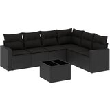 Maison Chic Seti vrtnega pohištva - Vrtna garnitura - Vrtni pohištvo set 7-delna z blazinami črn poli ratan, (21802701) | Shoptok.si