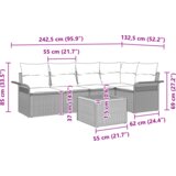 6 delni vrtni kavčni set z blazinami bež poli ratan akacija | Shoptok.si