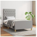  Posteljni okvir z vzglavjem svetlo siv 80x200 cm blago | Shoptok.si