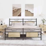 Metalni Kovinski posteljni okvir brez vzmetnice sonoma hrast 183x213 cm, (21829081) | Shoptok.si