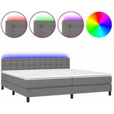  box spring s madracem LED tamnosivi 200x200 cm tkanina | shoptok.hr