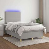  Box spring postelja z vzmetnico LED sv. siva 120x200 cm blago, (20725653) Cene