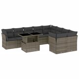 Maison Chic Seti vrtnega pohištva - Vrtna garnitura - Vrtni pohištvo set 10-delna z blazinami siv poli ratan, (21819343) | Shoptok.si