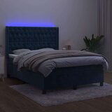  Krevet box spring s madracem LED tamnoplavi 140x200 cm baršun | shoptok.hr
