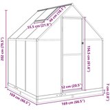  Staklenik s okvirom srebrni 169 x 169 x 202 cm aluminijski | shoptok.hr
