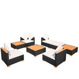  8-dijelna vrtna garnitura od poliratana s jastucima crna | shoptok.hr