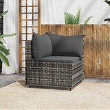 Maison Chic Vrtni kotni kavč - Zunanji kavč z blazinami siv poli ratan, (22041025) | Shoptok.si