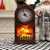  led kamin z nostalgično uro – vintage lanterna - rjava | Shoptok.si