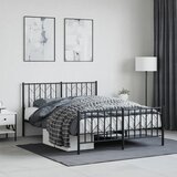  Metalni okvir kreveta uzglavlje i podnožje crni 135x190 cm | shoptok.hr