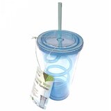 Čaša za vodu sa slamkom i poklopcem 500 ml plava | Eponuda.com