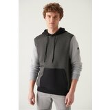 Avva Men's Anthracite-Grey Hooded Collar 3 Thread Fleece Colorblock Standard Fit Regular Fit Sweatshirt Cene