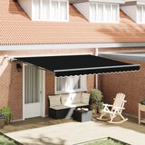 vidaXL Avtomatska Retraktibilna Tenda z LED Črna 400x350 cm, Tenda Zamenjava Tkiva za 4x3,5 m Okvir Črna Cene