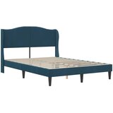  Krevetna konstrukcija s uzglavljem Plava 160 x 200 cm Baršun | shoptok.hr