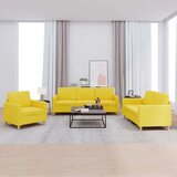  3-dijelni set sofa s jastucima svjetložuti od tkanine Cijene
