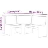  Kutna klupa 151 cm od masivne borovine bijela | shoptok.hr