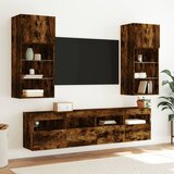  5-dijelni zidni TV elementi s LED svjetlima boja hrasta drveni | shoptok.hr
