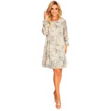 Numoco 319-2 HANNAH chiffon dress with a neckline at the back - beige and blue boho pattern | shoptok.hr