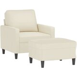vidaXL Fotelj s stolčkom za noge krem 60 cm žamet | Shoptok.si