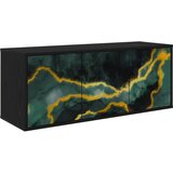 vidaXL TV ormar za montažu na zid WIJHE 102 x 33 x 40 cm Crni hrast - Crni hrast Tirkizni mramorni uzorak | shoptok.hr