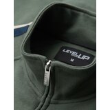 Ombre Men's sweatshirt with high collar and stripes - olive | ePonuda.com