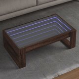 vidaXL Klubska mizica z neskončnimi LED rjavi hrast 90x53x30 cm Cene