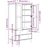 vidaXL Komoda SENJA smeđa izgled ratana 90x55x175 cm masivna borovina | shoptok.hr