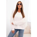 Kesi Włoski Women's butter-colored sweatshirt with decorative sleeves ecru Cijene