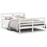 vidaXL Posteljni okvir z vzglavjem brez vzmetnice bel 140x200 cm | Shoptok.si