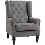 Nesta Enosedni počivalnik, ušesni fotelj s prešitjem, lesene noge, poliester, temno siv, 74x86x102 cm, za dnevno sobo in spalnico, (5000493788) | Shoptok.si